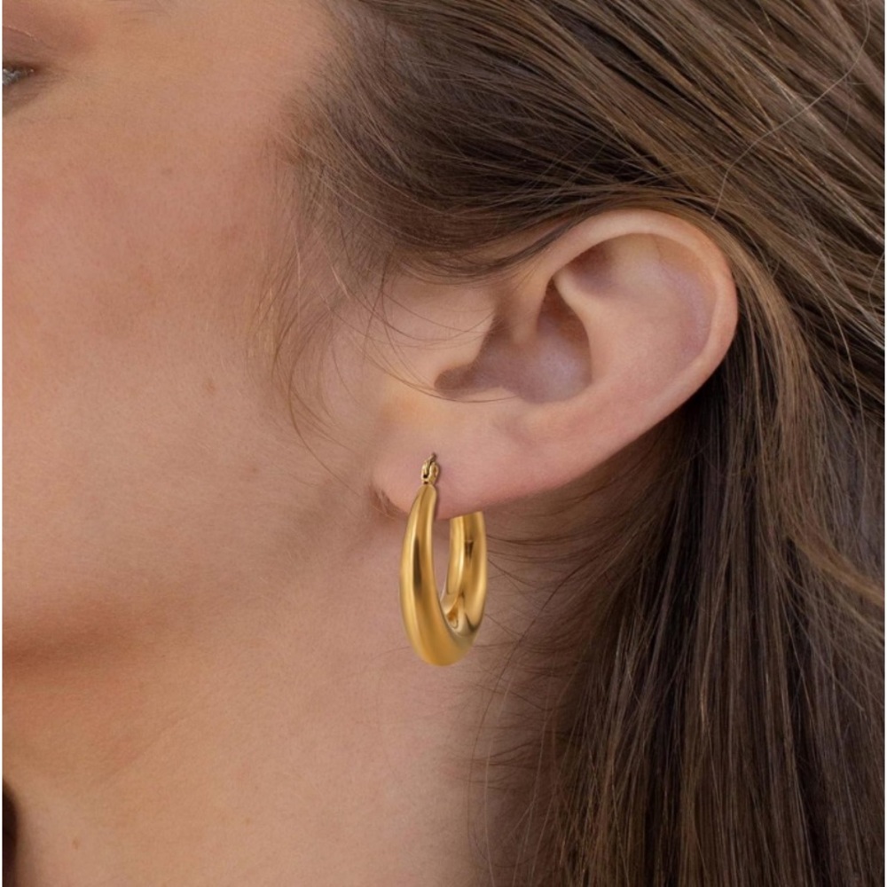 Classic Gorgeous Chunky Gold Hoop Earrings Lightweight Stunning On Trend - Picture 11 of 12